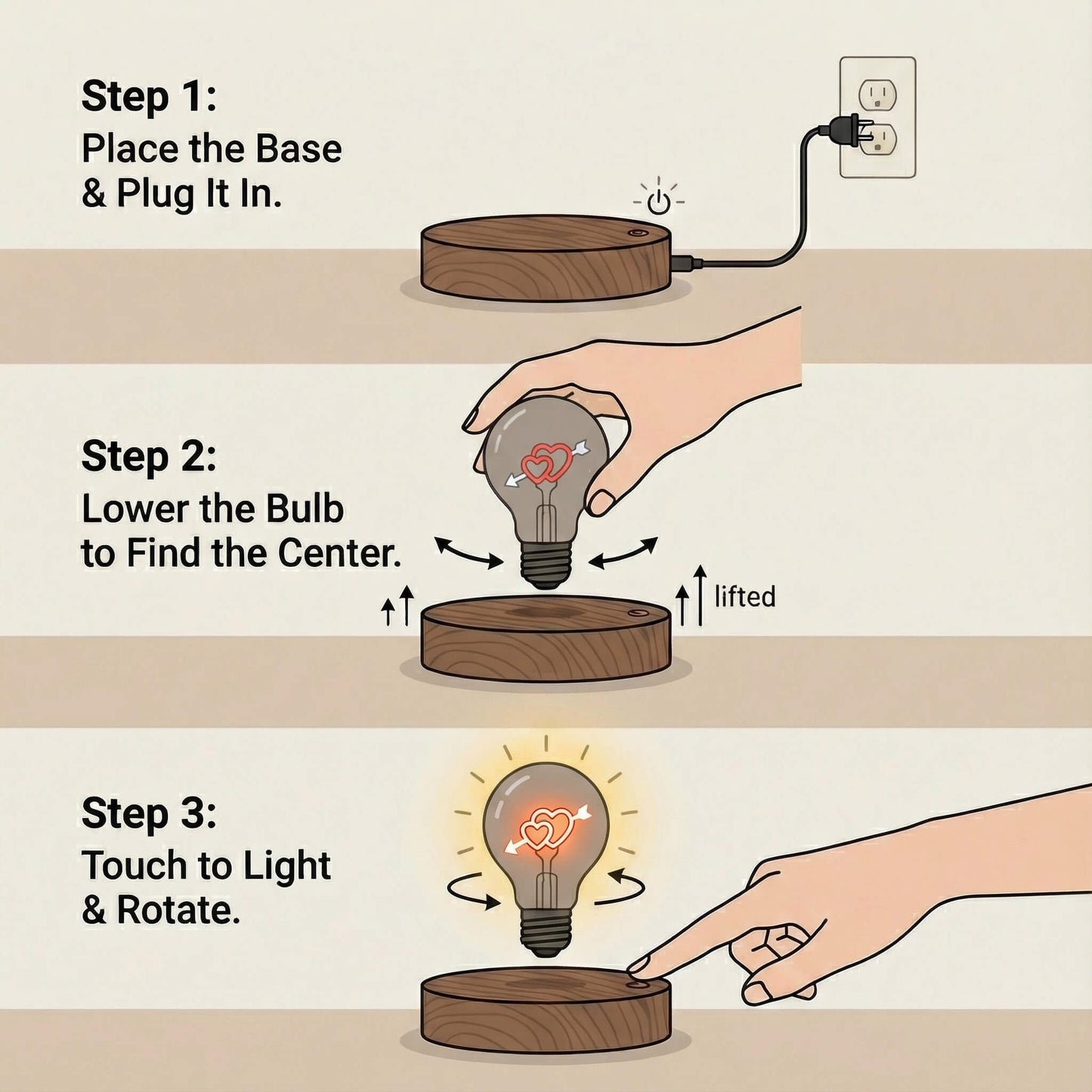 Step-by-step instructions for setting up magnetic levitation bulb