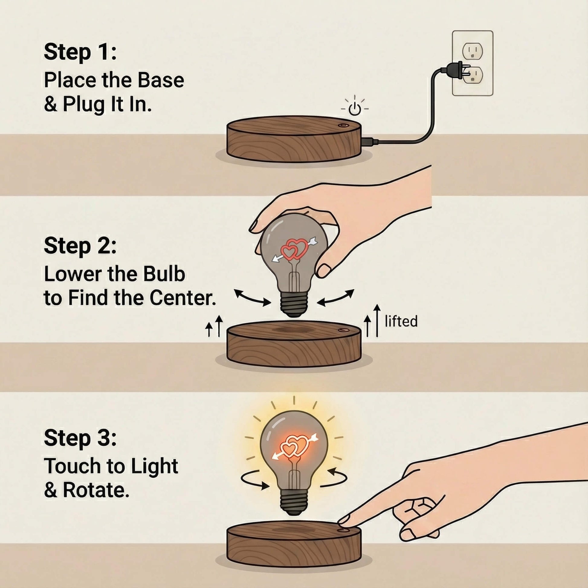 Step-by-step instructions for setting up magnetic levitation bulb