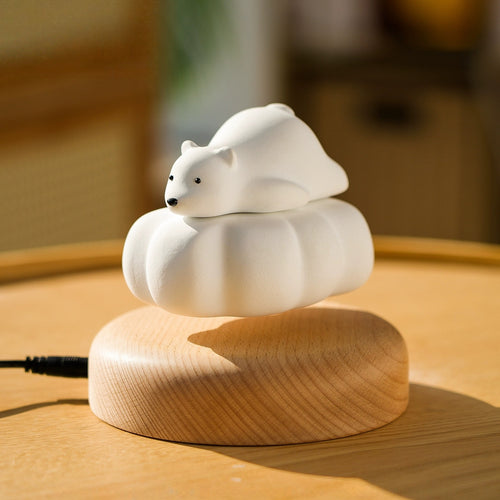 Wooden Polar Bear On Cloud – Magnetic Levitating Display