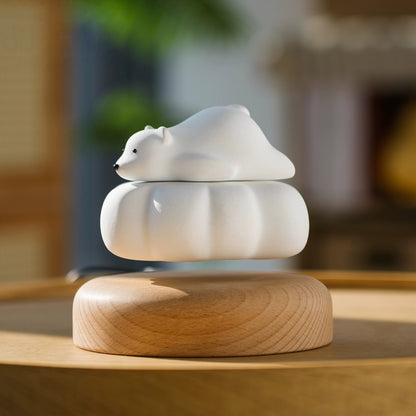 Wooden Polar Bear On Cloud – Magnetic Levitating Display