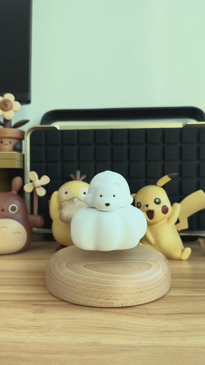 Wooden Polar Bear On Cloud – Magnetic Levitating Display